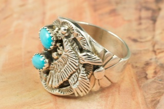 Genuine Sleeping Beauty Turquoise set in Sterling Silver. The Sleeping Beauty Turquoise mine is located in Gila County, Arizona. Created by Navajo Artist Freddy Charley. Signed. 
